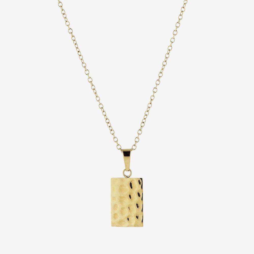 Camilla Krøyer Jewellery Hamret Halskæde 18K Guldbelagt Firkantet Lille